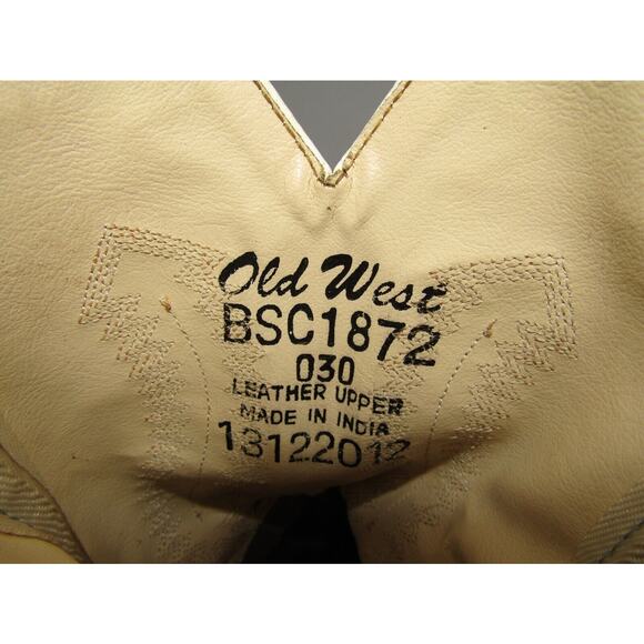 Old West Youth Size 3 D Blue Brown Leather Cowboy Western Boots - Picture 10 of 11